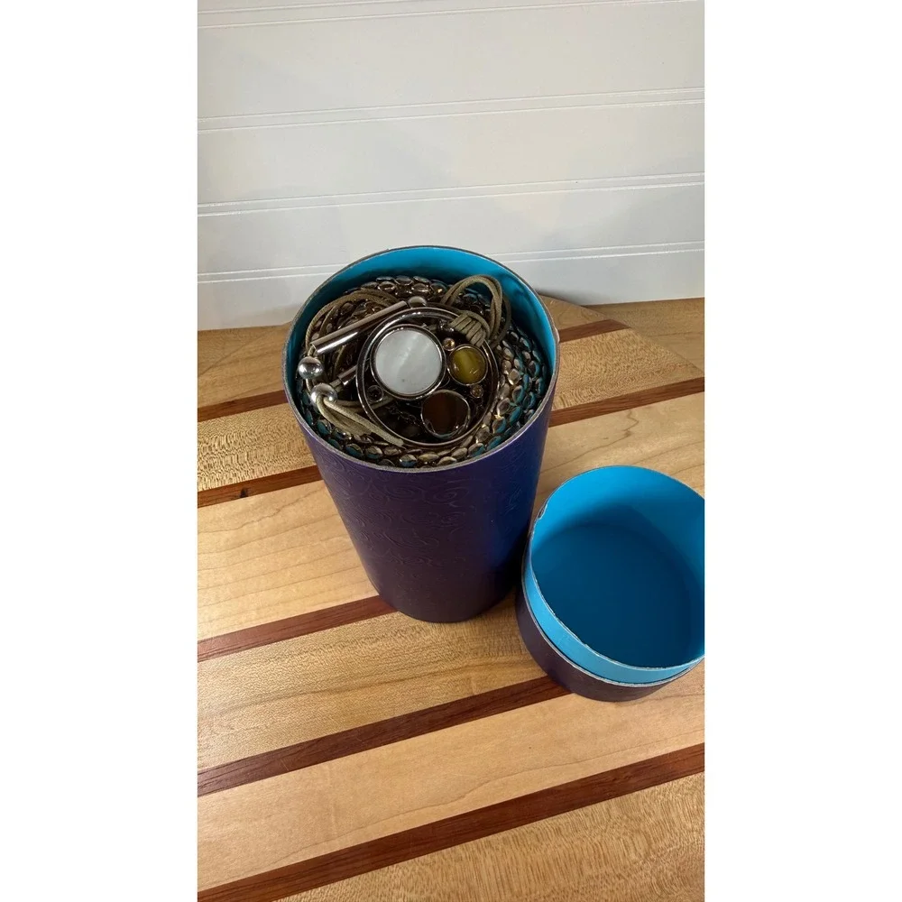Purple Embossed Cylinder Mystery costume Jewelry Container‎